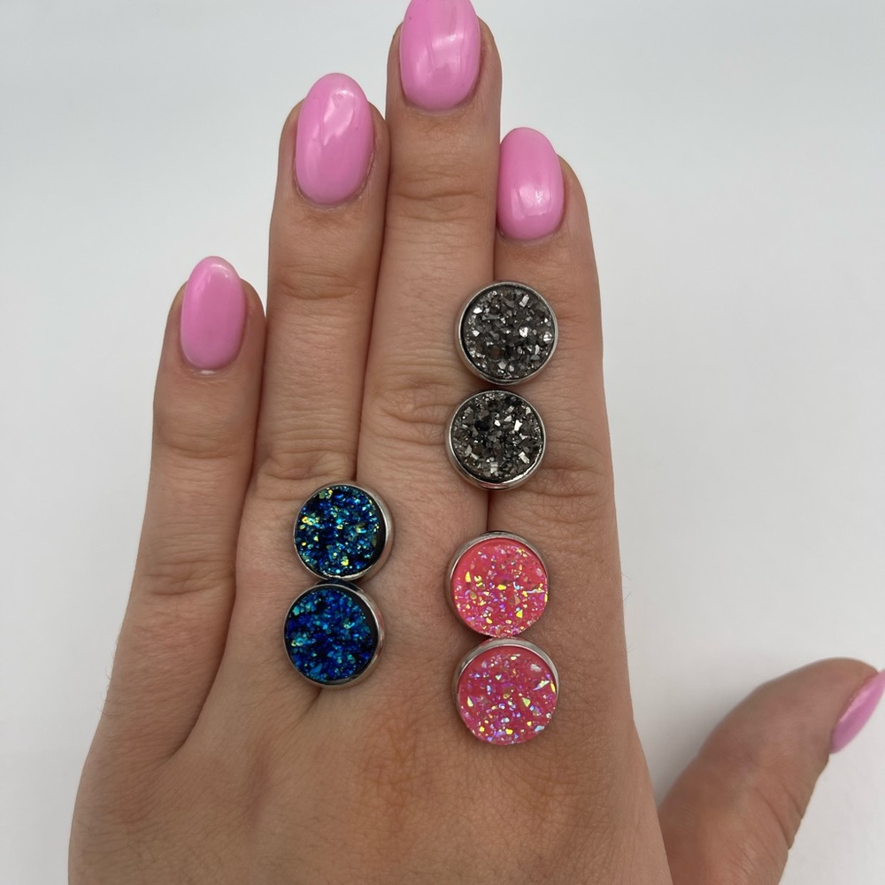 Druzy earrings 3 pairs